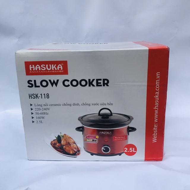 Nồi Nấu Chậm- Kho Cá- Hầm Xương- Nấu Cháo- Hasuka HSK 118-2,5L- BH 12 tháng