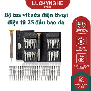 Bộ tua vít sửa điện thoại- điện tử đa năng screwdriver 25 đầu đựng bóp da Chammart