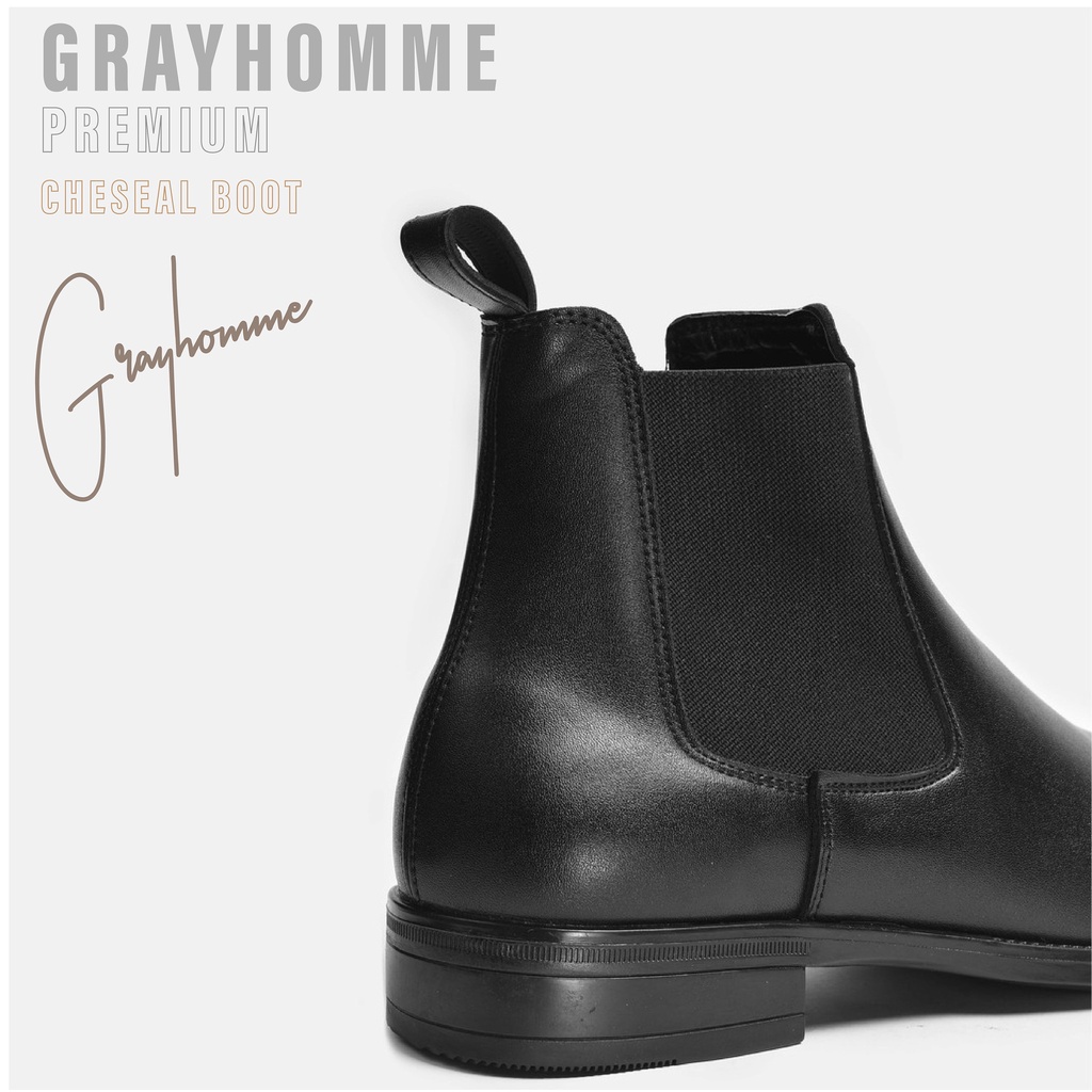 Giày Chelsea Boots Da Bò 100% Nhập Khẩu, Tặng Độn 3cm Cao Cấp Grayhomme Bảo Hành 12 Tháng với bất kì lỗi nào