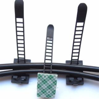 20pcs Black Sticky Adjustable Wire Ties Cable Clips Clip Plastic