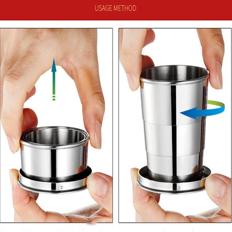 Ly làm từ thép không gỉ có thể xếp gọn tiện lợi mang theo đi du lịch/ dã ngoại | BigBuy360 - bigbuy360.vn