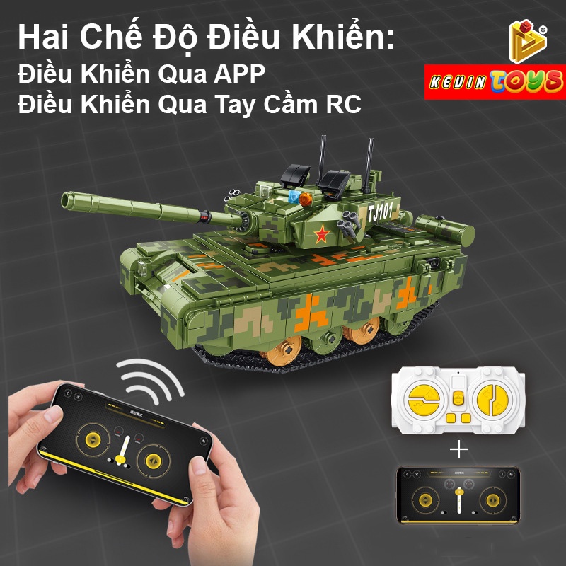 Đồ Chơi Lắp Ráp Kiểu LEGO Army Xe Tăng Tank Type 99,Leopard,T90 Tiger Điều Khiển RC No.676001 Với 1100+ PCS