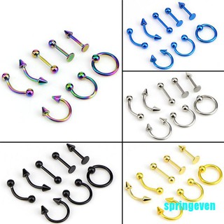 Set 8 Khuyên Xỏ Cơ Thể 16g Bằng Thép Không Gỉ Thời Trang