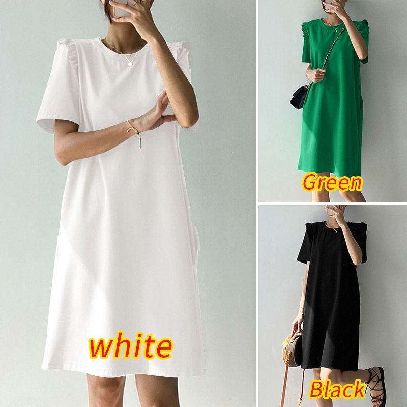 ZANZEA Đầm Tay Ngắn Cổ Tròn Thời Trang Dành Cho Nữ