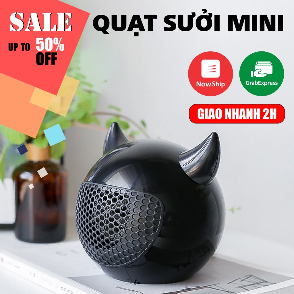 Quạt Sưởi Mini Để Bàn Hình Quỷ Nhỏ 500W  Chống Cháy Bỏng