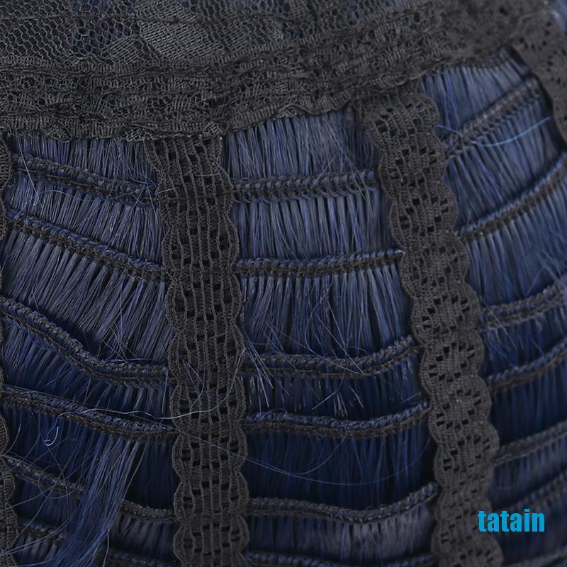 Bộ Tóc Giả Thắt Bím Màu Xanh Gradient Bằng Sợi Tổng Hợp
