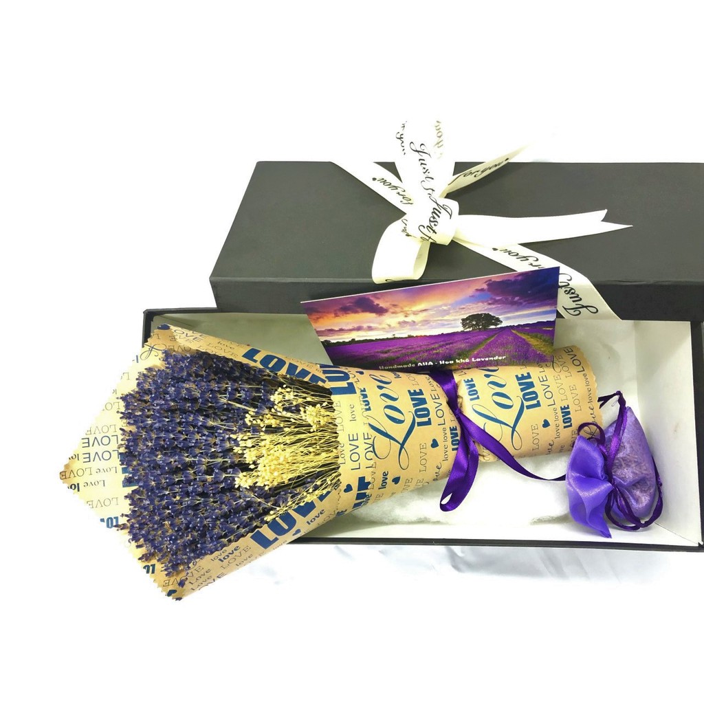 Combo hoa khô lavender - hộp đen - túi thơm