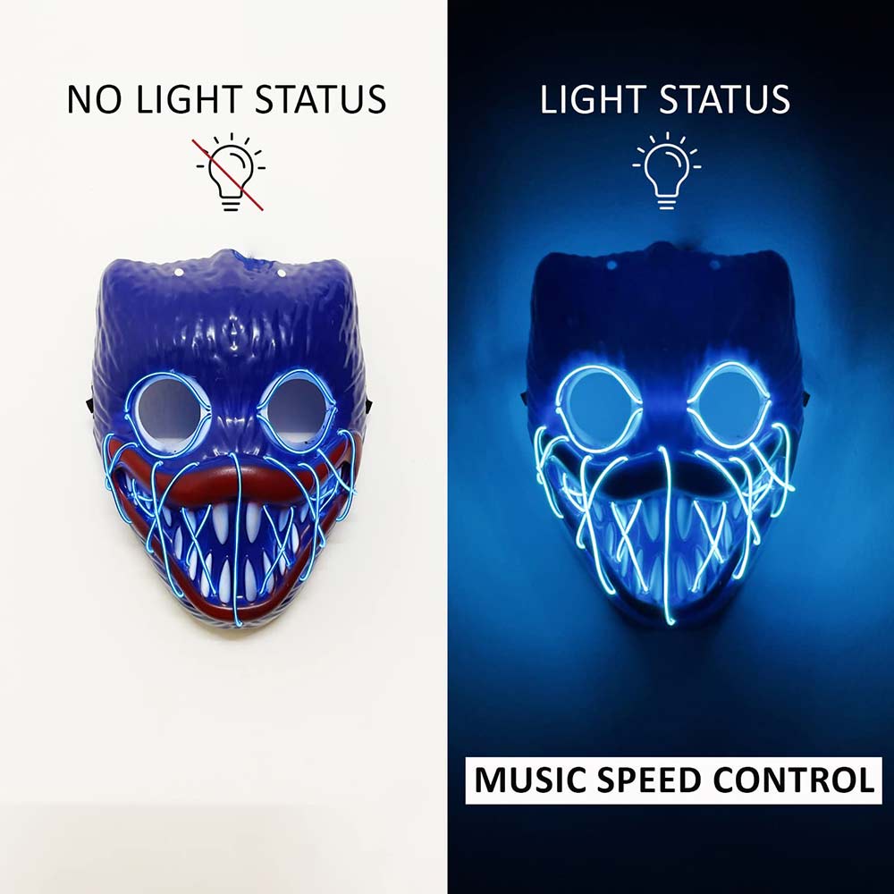 Poppy Playtime LED Glowing Poppy Mask Huggy Wuggy Sausage Mouth Monster Headgear Halloween Party Cosplay Horror Mask Props