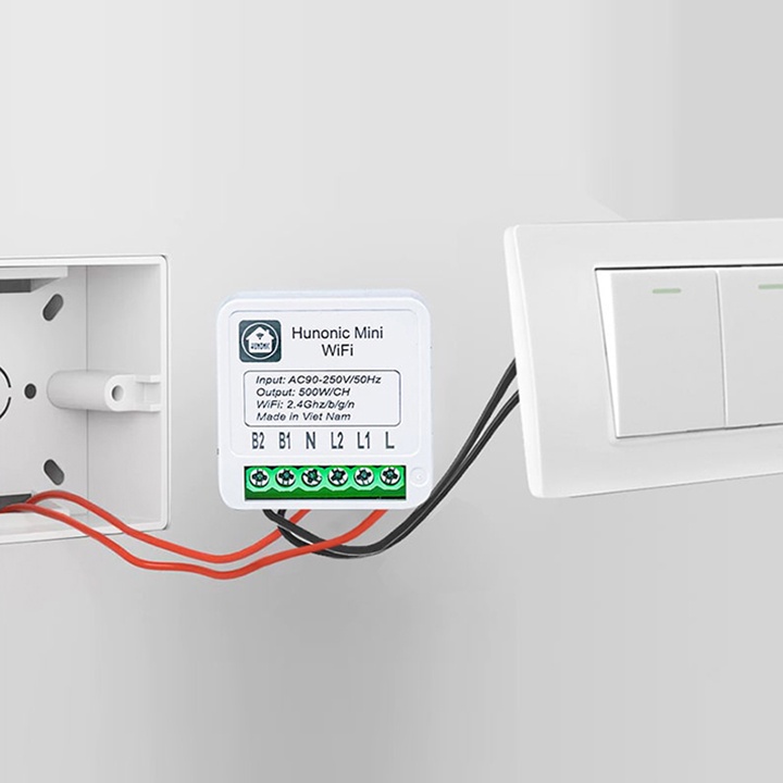 Công tắc thông minh wifi Hunonic Mini - Điều khiển từ xa bằng điện thoại - Hàng chính hãng - Bảo hành 12 tháng
