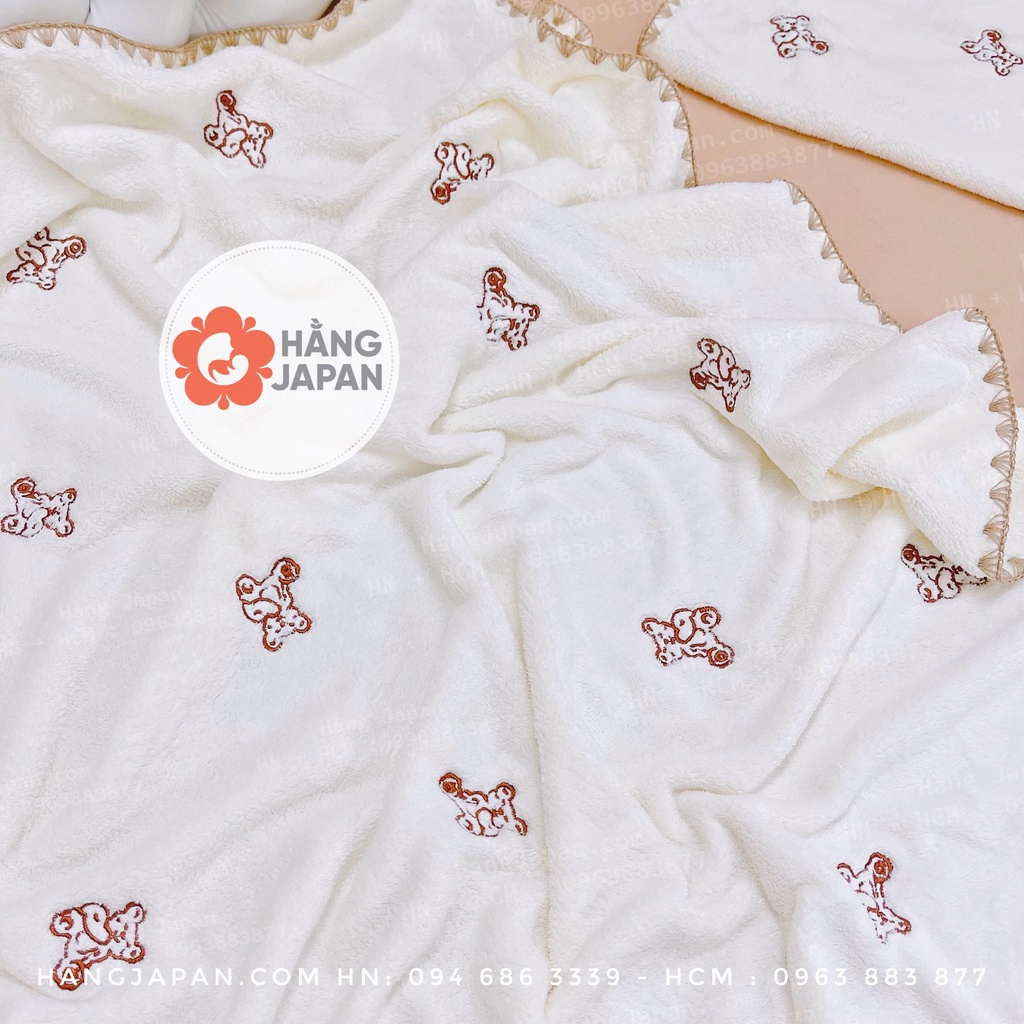 Sét khăn tắm - khăn mặt vải xô thêu viền họa tiết đáng yêu