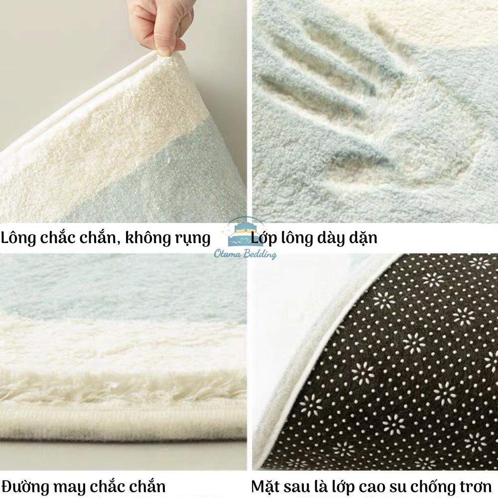 Thảm chân giường mèo quý tộc mặt trên lông cừu cao cấp mặt dưới hạt cao su chống trơn Otama Bedding kích thước 40x120cm