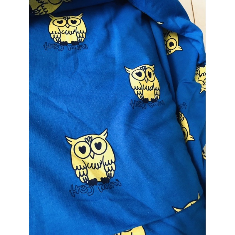 Vải thun cotton da cá Hàn hình chim cú