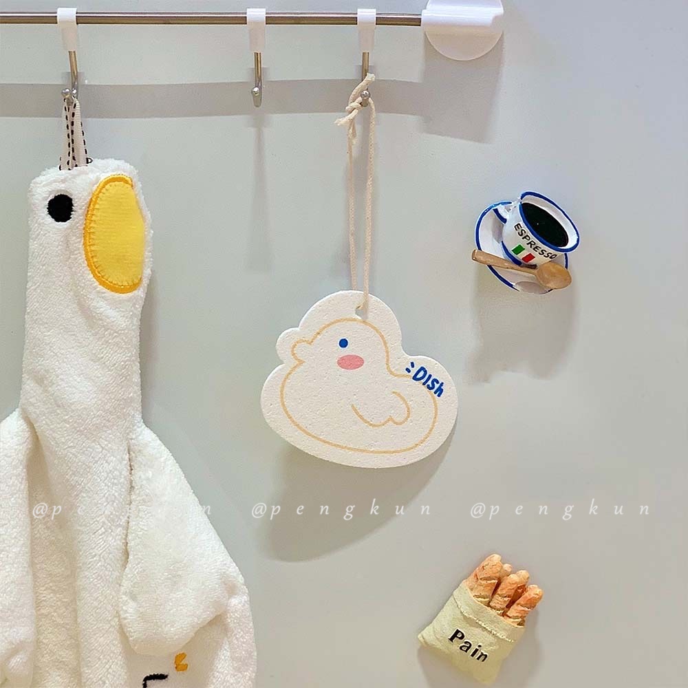 Miếng rửa chén dĩa bằng cotton bột gỗ hoạt hình thấm hút nước phong cách Hàn Quốc tiện dụng