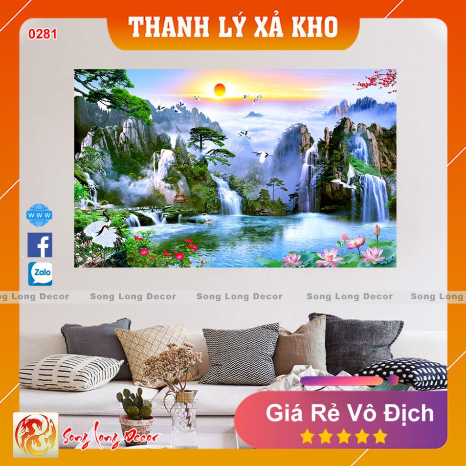 Tranh dán tường 3d Sơn Thủy Hữu Tình - 0281 Tranh 3D Phong Thủy - Giấy dán tường 3d - Song Long Decor