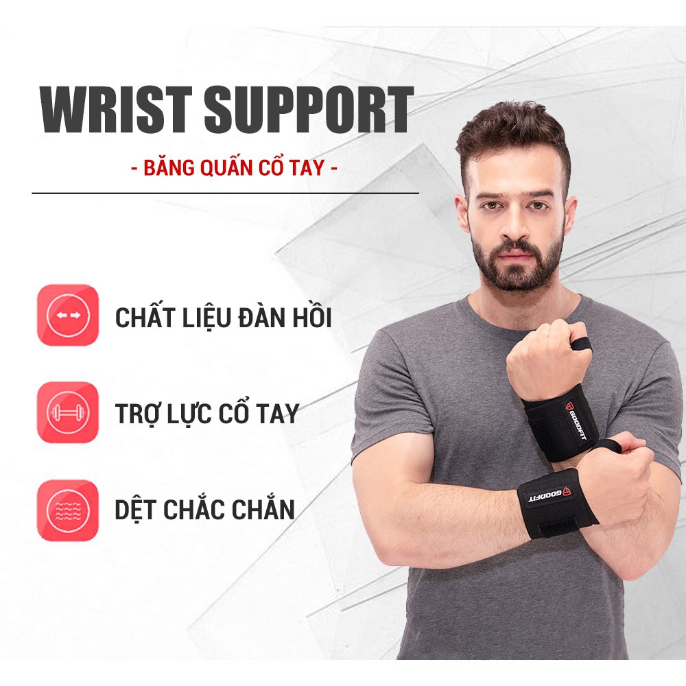 [ CHÍNH HÃNG ] - Băng quấn cổ tay tập gym GoodFit GF301W