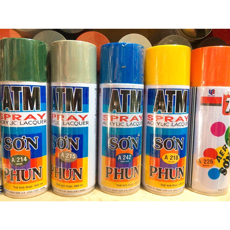 Sơn xịt, sơn phun, sơn lắc ATM các màu hàng chuẩn xịn