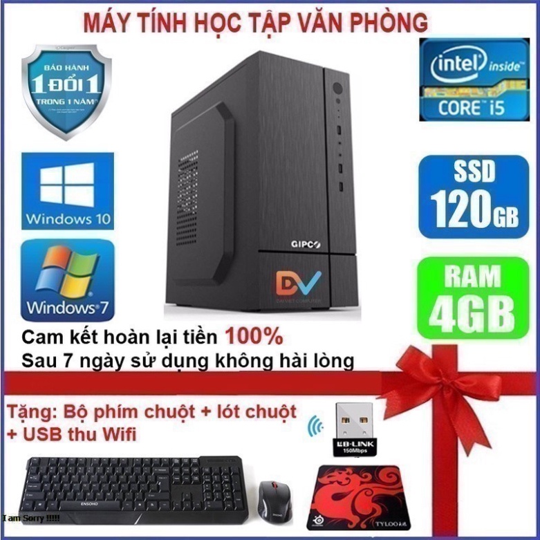 Case máy tính để bàn Core i7/Core i5 /Core i3/G2010 / Ram 4GB / HDD 250GB-500GB / SSD 120GB-240GB + QUÀ TẶNG