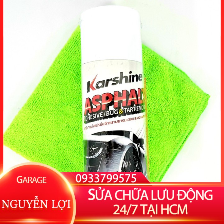 [ SỬA CHỮA LƯU ĐỘNG 24/7 HCM ] [CÓ KÈM KHĂN] Tẩy nhựa đường Karshine Asphalt bug-tag remover 440ml GARA NGUYỄN LỢI