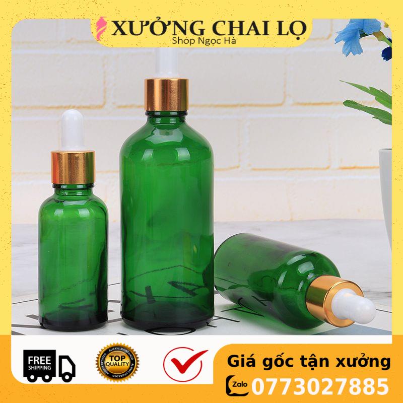 Lọ Chiết Serum ❤ GIÁ RẺ NHẤT ❤ [20ml,30ml,50ml,100ml] Lọ đựng tinh dầu Xanh lá Bóp giọt chiết serum, mỹ phẩm.