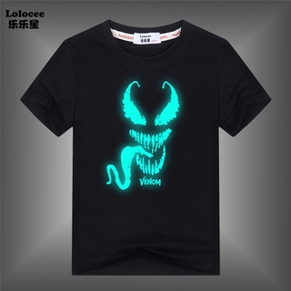 MARVEL áo nam Ngắn Tay In Hình Người Nhện Venom Dạ Quang