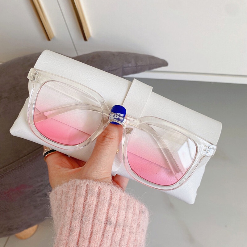 Kính Mát Gọng Trong Suốt Màu Hồng Gradient Thời Trang Cho Nữ