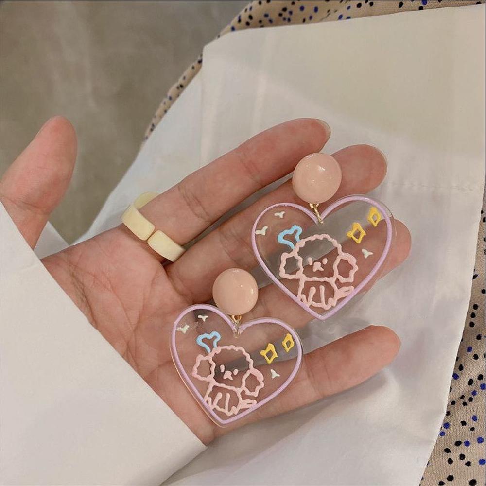 Khuyên Tai Acrylic Trong Suốt Hình Cây Kem Trái Tim Ngọt Ngào Thời Trang Cho Nữ