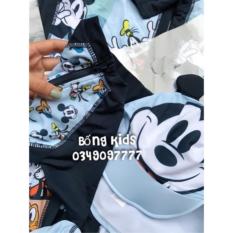 Đồ Bơi Bé Trai Kèm Mũ Mickey Xanh