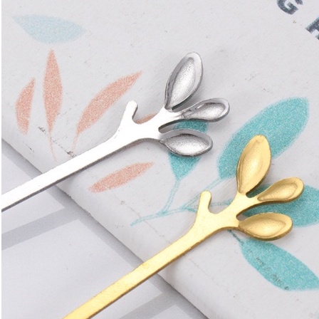 Thìa cafe muỗng cafe thìa dài uống trà inox cán dài cao cấp hai màu vàng bạc sang trọng tinh tế F01