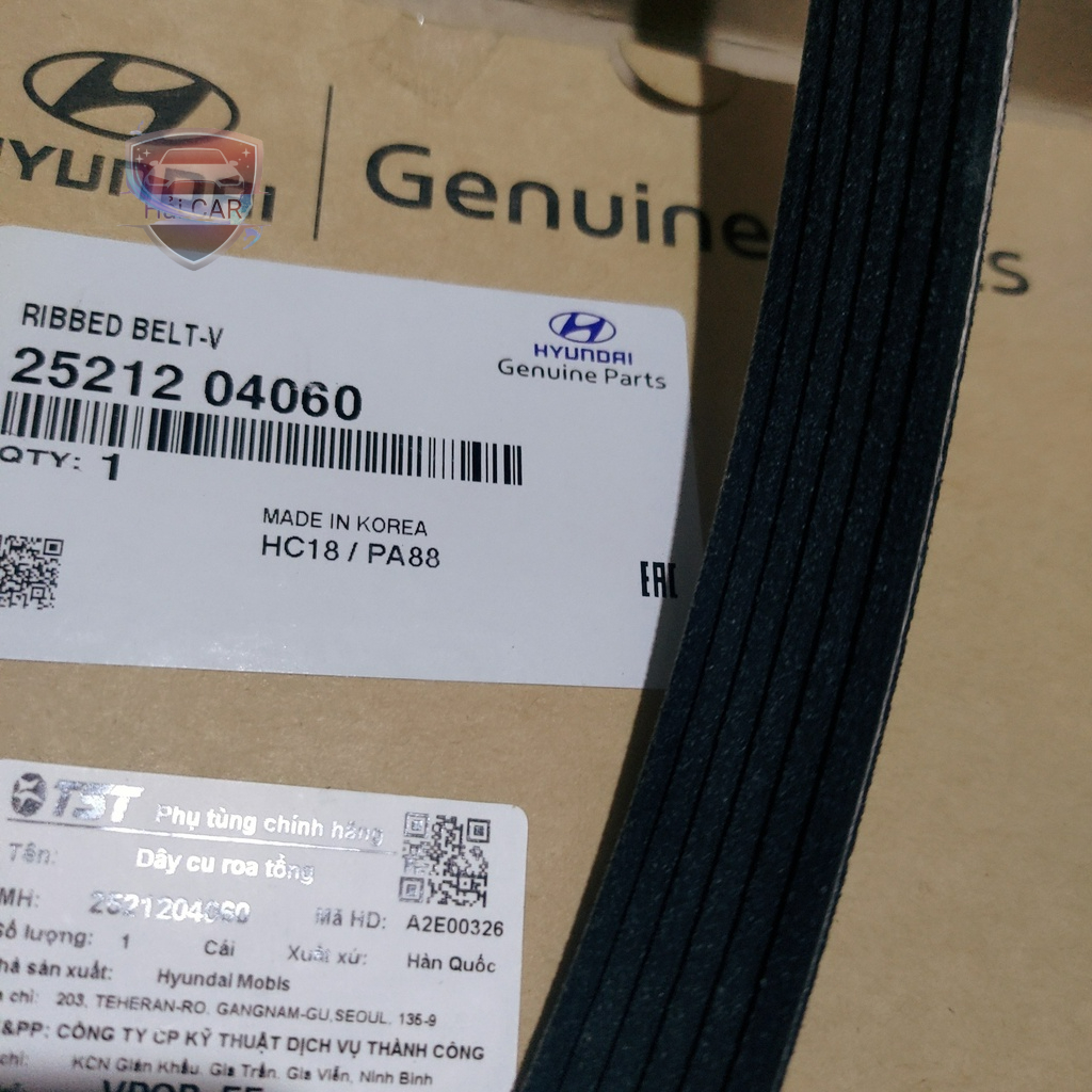 Dây curoa tổng, dây đai tổng xe Hyundai Grand I10   AT CHÍNH HÃNG  2521204060