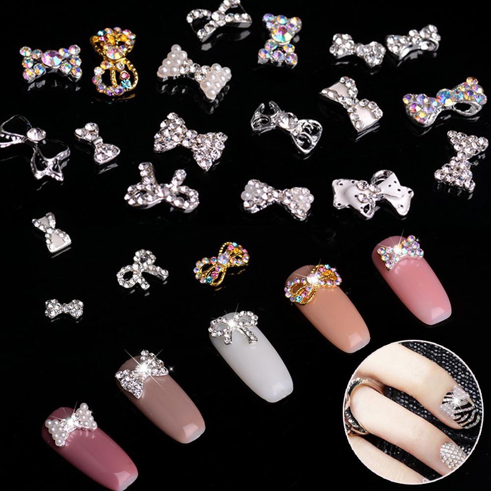 CLEOES Đá Đính Trang Trí Móng Tay Hình Nơ Mặt Kính Lấp Lánh DIY