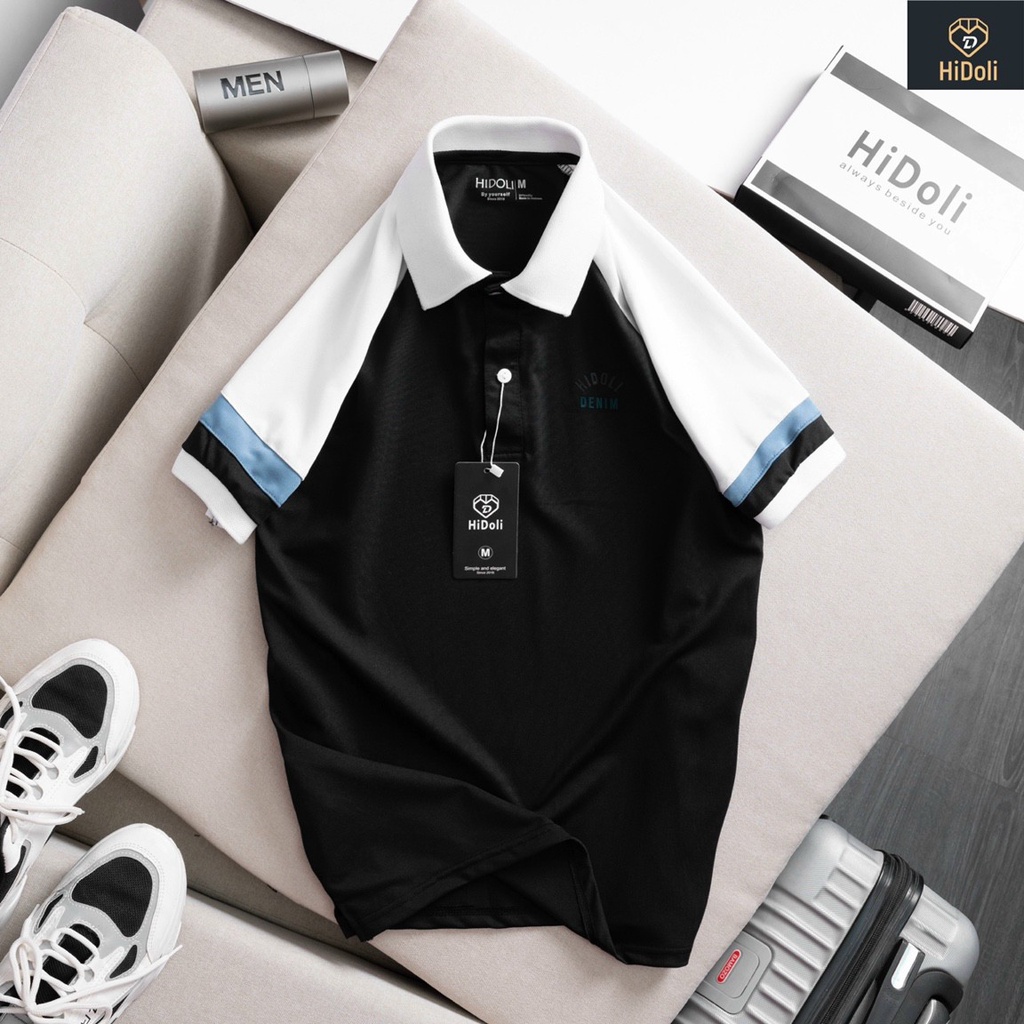 Áo polo nam,áo thun nam cổ bẻ vải cotton phối tay cách điệu