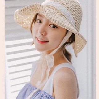 Nón cói công chúa cột dây đi biển phong cách Hàn Quốc
