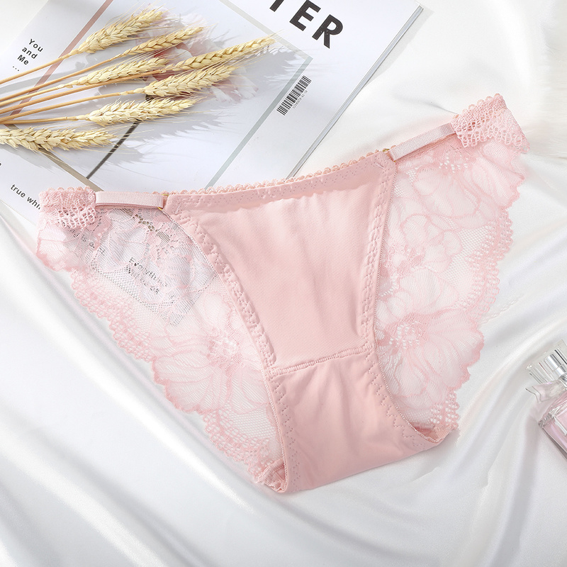 Quần Lót Levao Chất Liệu Lụa Mát Lưng Thấp Phối Ren Thoáng Khí Quyến Rũ Cho Nữ
