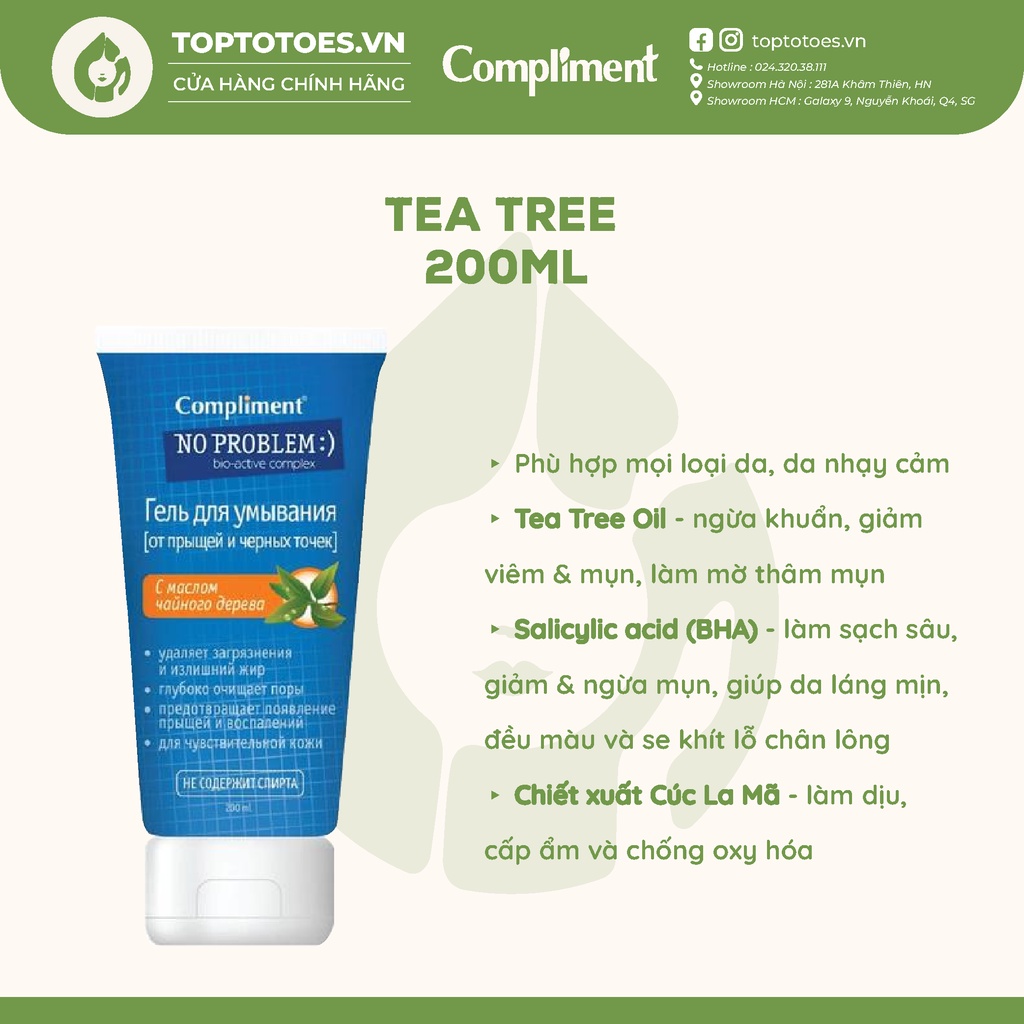 Gel rửa mặt BHA Compliment No Problem làm sạch sâu, giảm viêm &amp; mụn 200ml