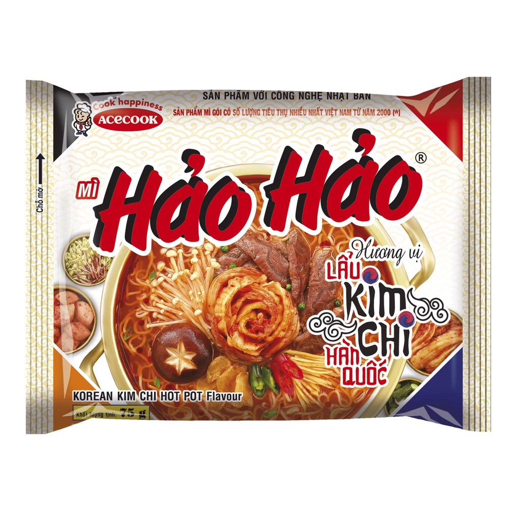 Mì Hảo Hảo chay/ sa tế hành /tôm chua cay/ lẩu kim chi/ Hảo Hảo xào tôm hành/ khô chua ngọt / sườn tỏi phi gói 75gr