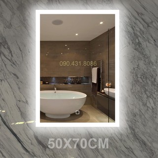 Gương đèn cảm ứng phòng tắm cao cấp. Chữ nhật 50*70cm