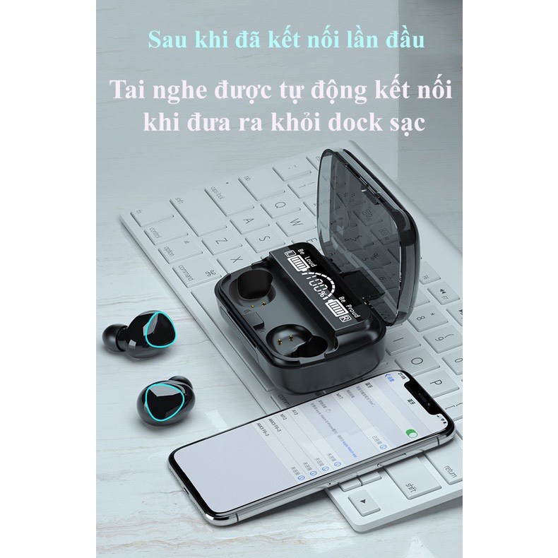 Tai Nghe Bluetooth M10 Phiên Bản Pro Nâng Cấp Pin 3500mahTrâu, Nút Cảm Ứng Tự Động Kết Nối Chống Nước Chống Ồn
