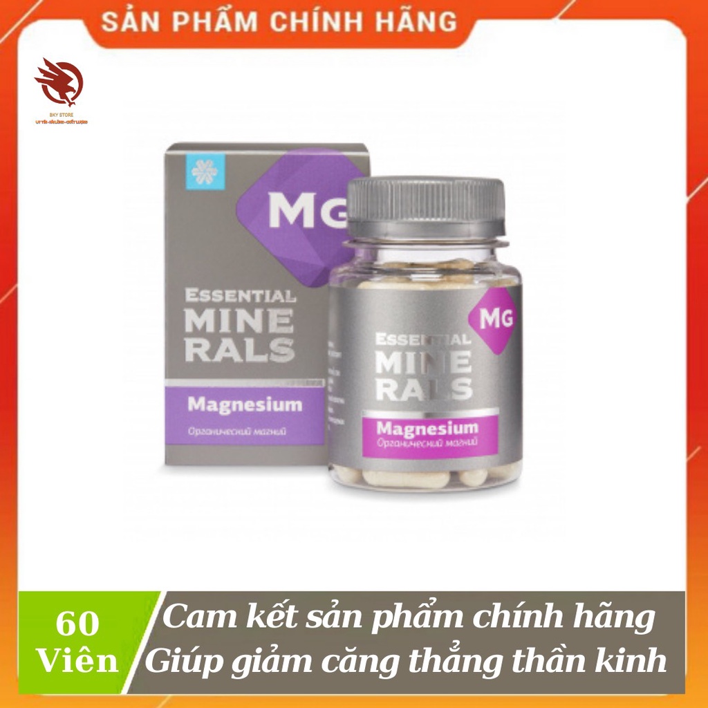 [ CHÍNG HÃNG ] -  Essential Minerals Magnesium (Mg), bổ sung Magiê giúp giảm căng thẳng và ngủ ngon giấc - Hộp 60v