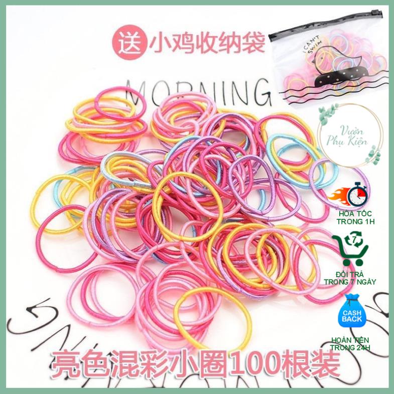 Chun Buộc Tóc Túi Zip Set 100 Chiếc