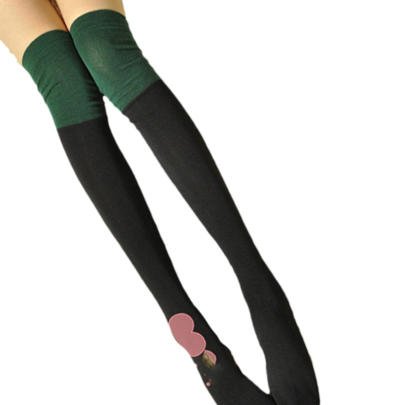 Xiangbao Tất Cotton Dệt Kim Dài Qua Gối Phối Màu Tương Phản Co Giãn Mùa Thu Cho Nữ Sinh Kne