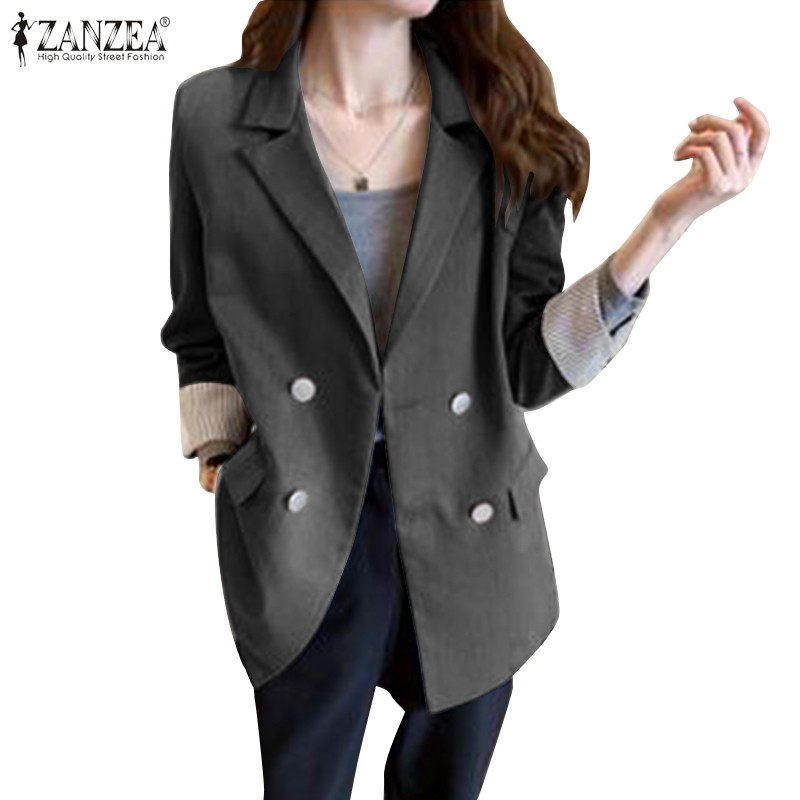 Áo Khoác Vest Zanzea Cài Khuy Tay Dài Phong Cách Thanh Lịch Dành Cho Phụ Nữ