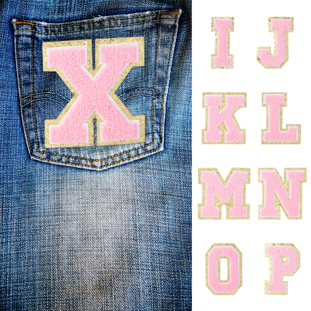 LANSEL Sticker Ủi Thêu Hình Chữ Cái Từ A-Z Màu Vàng Hồng