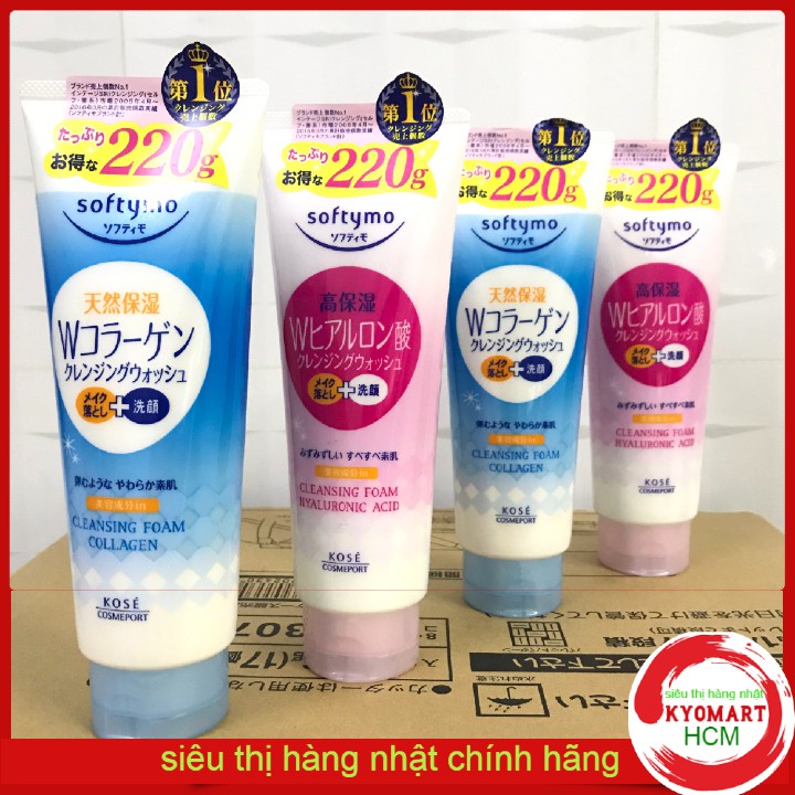 Sữa Rửa Mặt Kose Softymo Cleansing Foam 220g của Nhật loại Hyaluronic acid collagen white