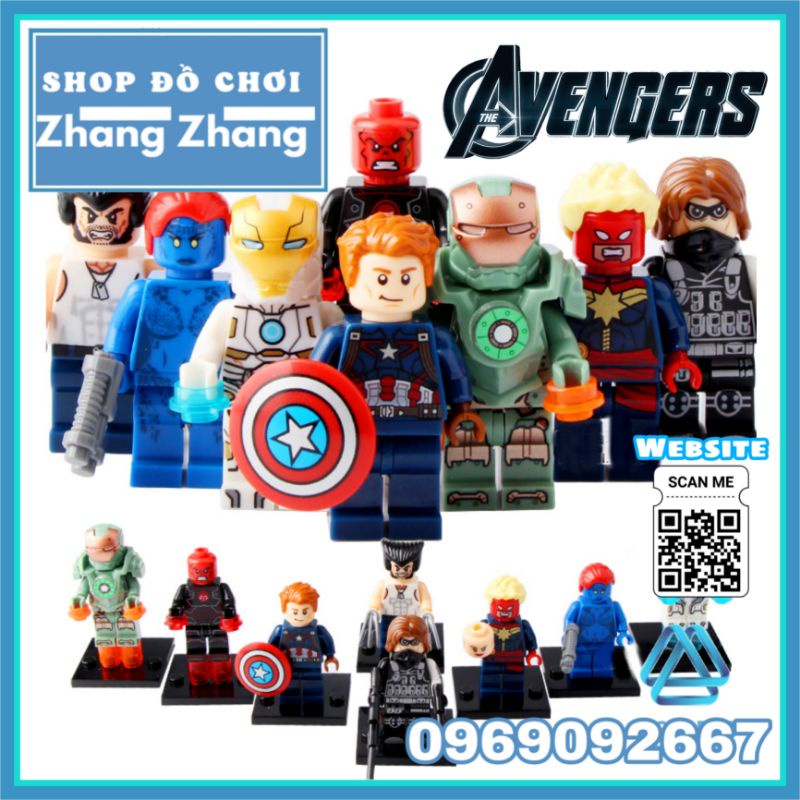 Đồ chơi Xếp hình Dị nhân X-Men Mystique - Ironman - Captain Marvel - Winter Soldier - Wolverine Minifigures Xinh X0109