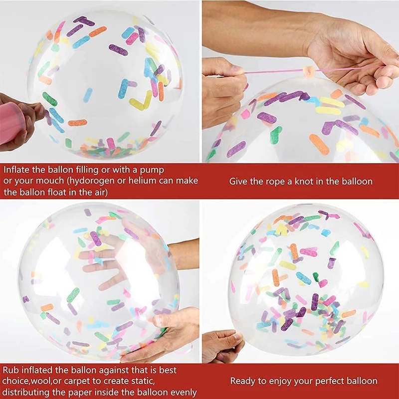 Set 10 Bong Bóng Trong Suốt Kích Thước 12 Inch Nhiều Màu Sắc Dùng Trang Trí Tiệc Cưới/Sinh Nhật
