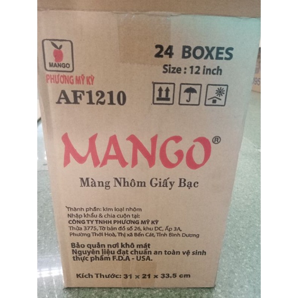 Giấy bạc nướng thực phẩm MANGO 30cm x 5m, cuộn nhỏ tiện lợi (1 cuộn)