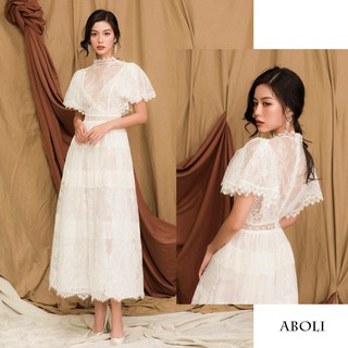Đầm maxi đi tiệc cao cấp - Đầm ren trắng thiết kế dự tiệc sang trọng