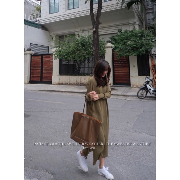 [Mã 2611THTRANG100K hoàn 10% xu đơn 99K] (Ảnh thật) Váy maxi len đũa cổ bẻ loại 1 the.sweaterweather TSW | BigBuy360 - bigbuy360.vn