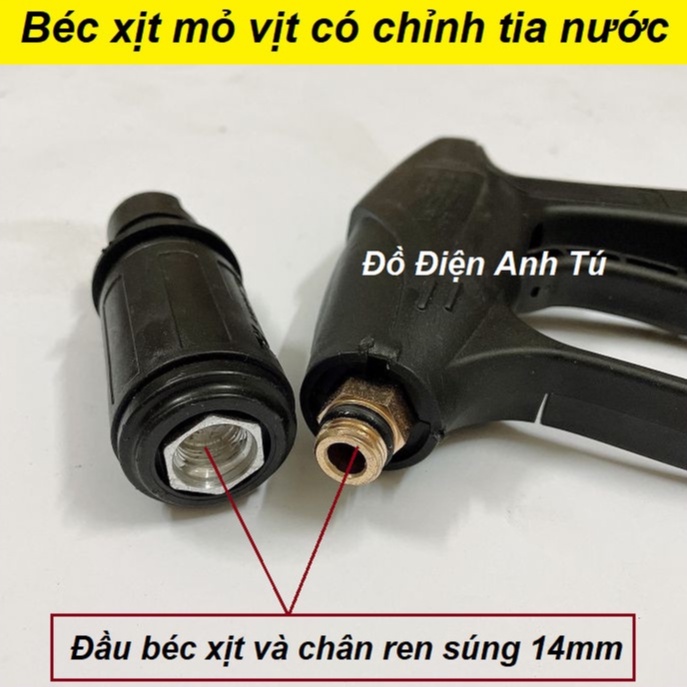 Béc xịt rửa xe mỏ vịt gắn súng xịt rửa áp lực cao,có chỉnh tia - Lắp được bình bọt tuyết 0,5L (đầu béc rửa xe đen)