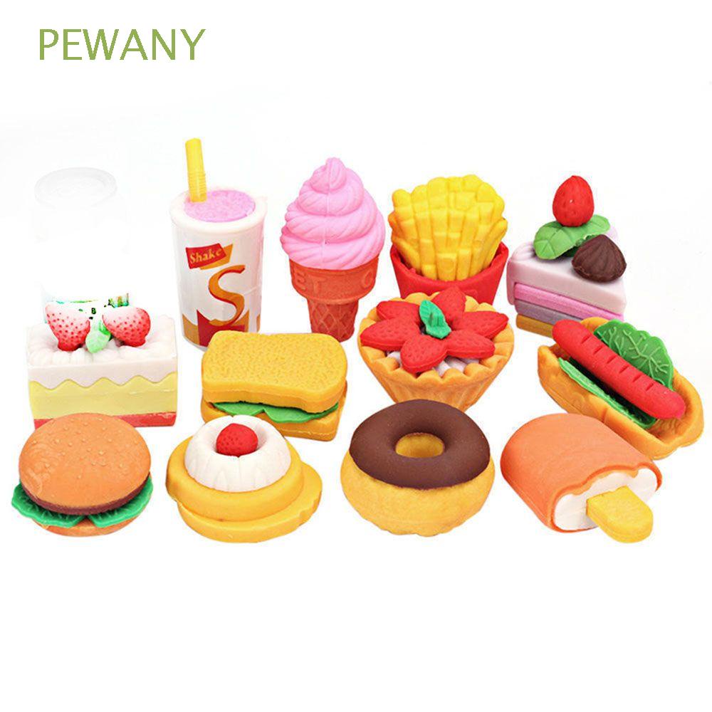 Set 4 Gôm Tẩy Hình Bánh Hamburger / Trái Cây Dễ Thương Nhiều Màu Sắc